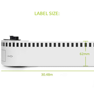 Brother DK-22205 - 62mm x 30.48mtr. Compatible Label Roll Continuous 2.4in x 100ft (Direct Thermal White)